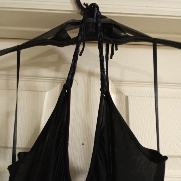 *Neverworn* Black Pantsuit with Blue and Black Ribbon Tye - Picture 3 of 5